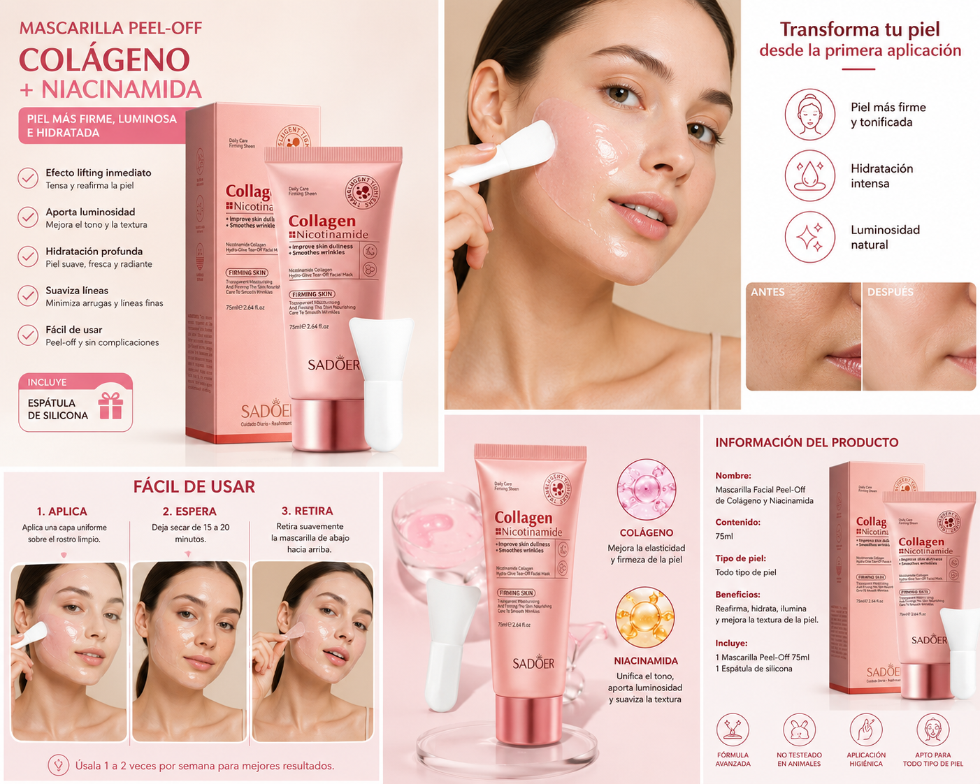 Mascarilla Facial Colágeno Niacinamida